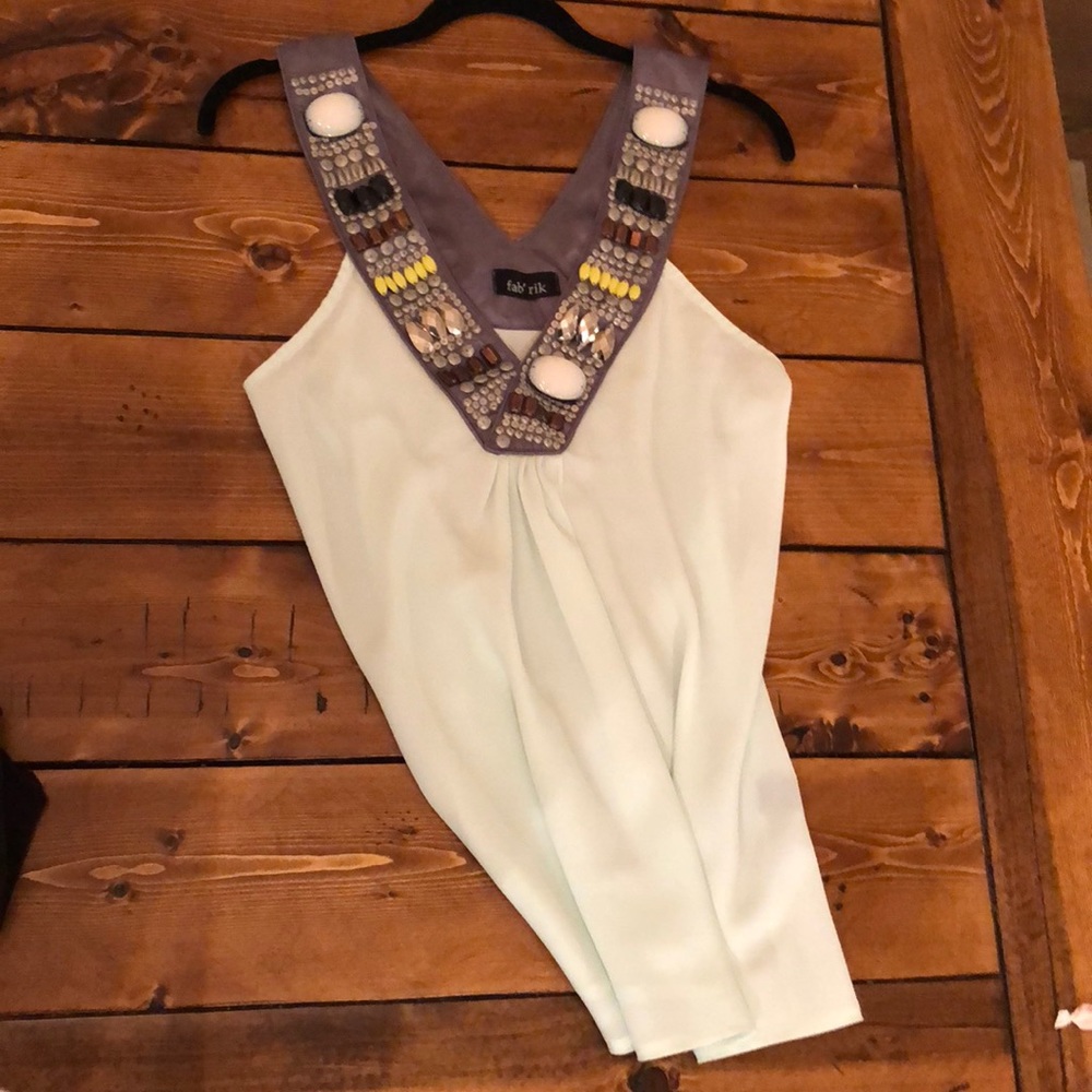 Flowy mint green top with beading